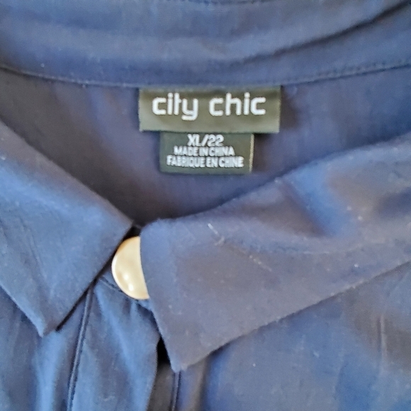 City Chic Long Sleeve Tunic Size XL/22 Button Front Blouse with Pockets Viscose - Picture 13 of 14